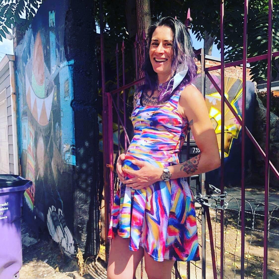 Home stretch in the 3rd Trimester enjoying the last day of summer outside the Denver Art Society where I have my art studio. Due Date is 11/27 and we are expecting a baby boy, his name will be Lazuli or Laz for short. Everyday I do a gratitude 🙏🏽 p