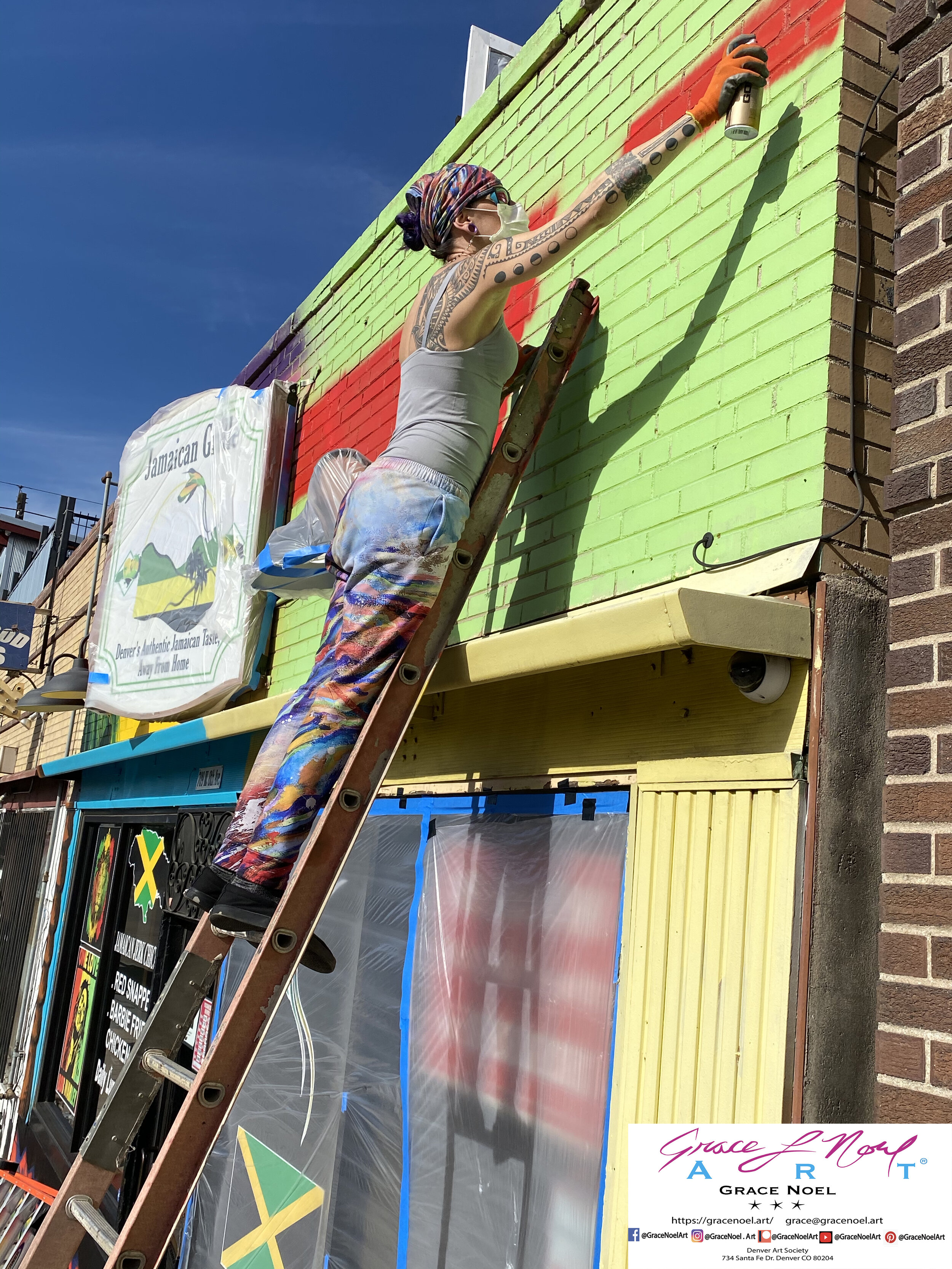 The Jamaican Grille Front Facade Mural — Grace Noel