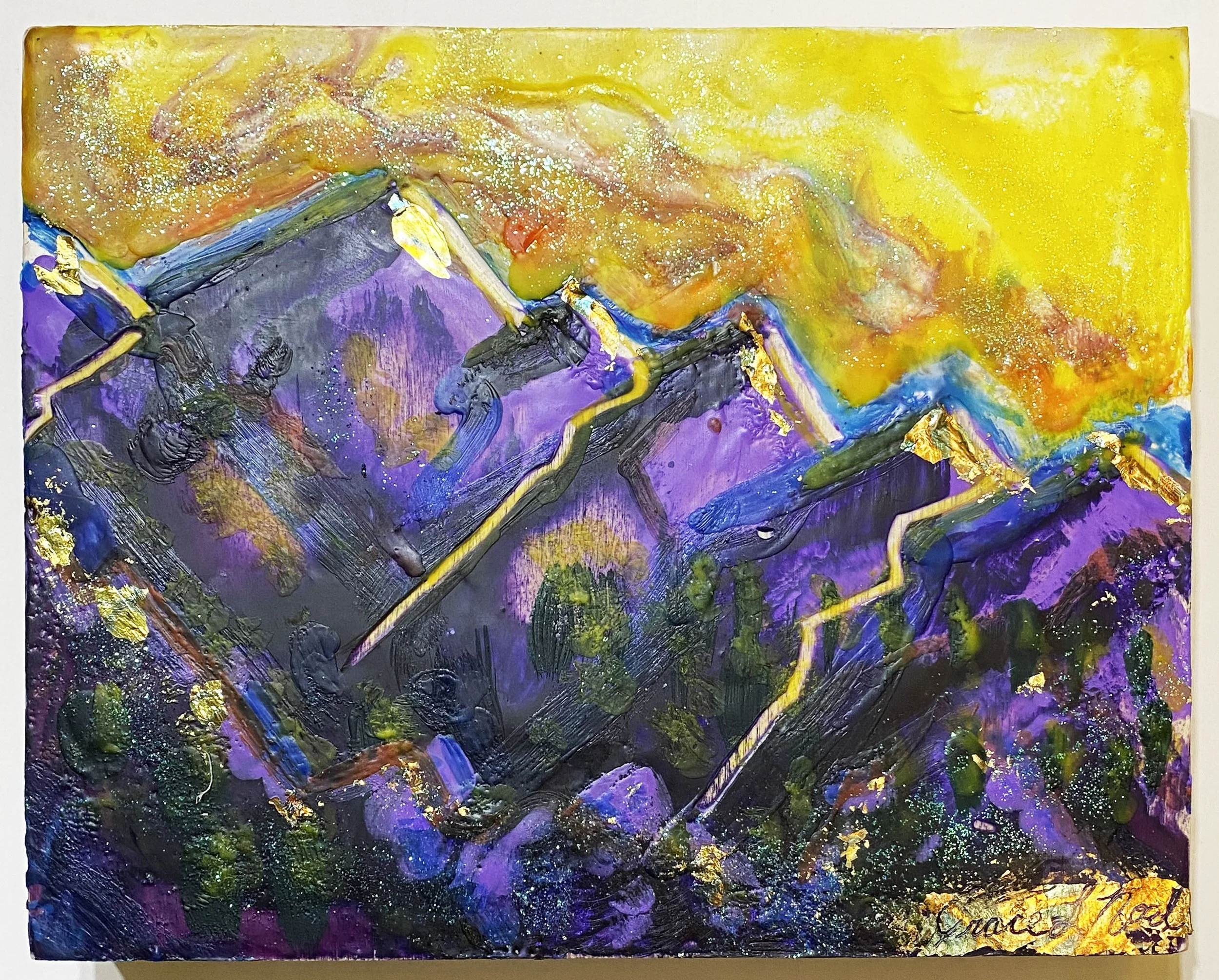 Purple Mountains Majesty Encaustic Painting Private Lesson with Artist Grace Noel 
