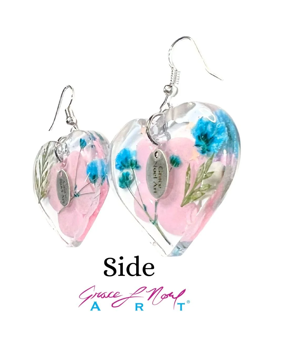 Pink&ClearHearEarrings-Sides.GraceNoelArt.jpg