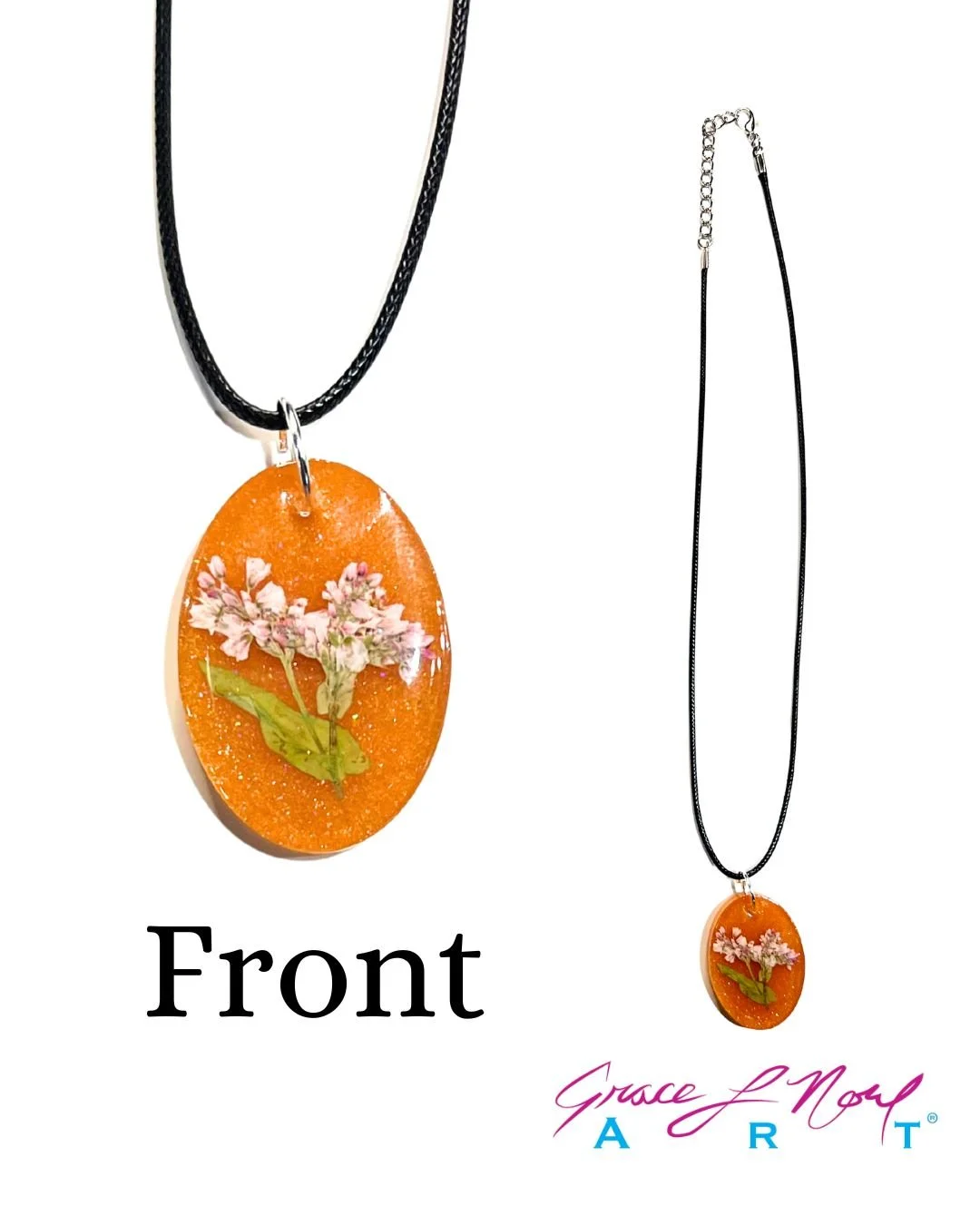 OrangePendantPinkFlower-Front.GraceNoelArt.jpg