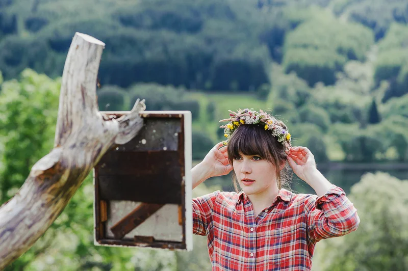 flower head piece garland wedding DIY