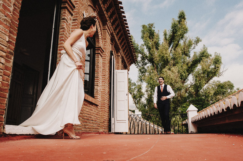 first look wedding on a rooftop spain