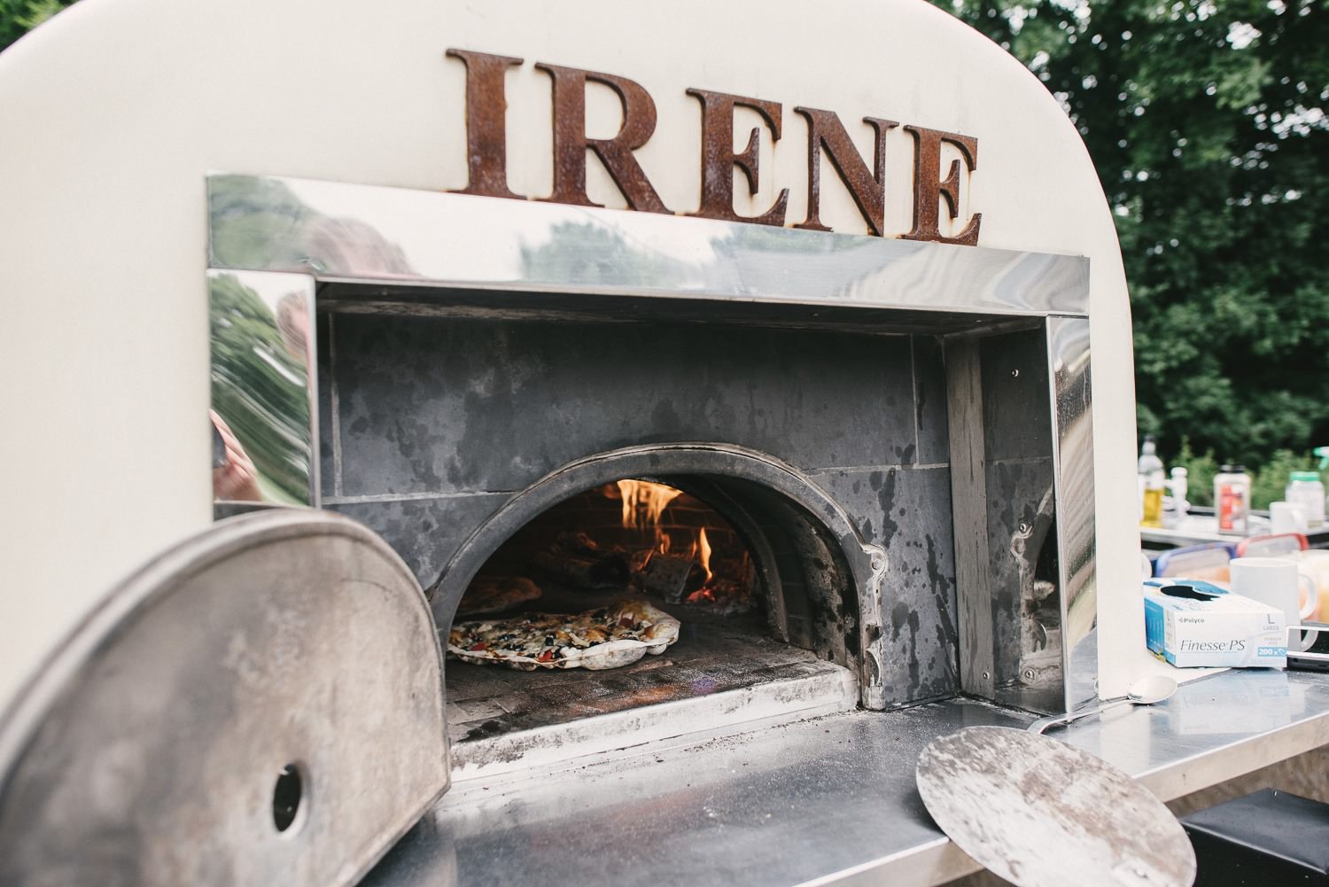 outdoor pizza oven wedding