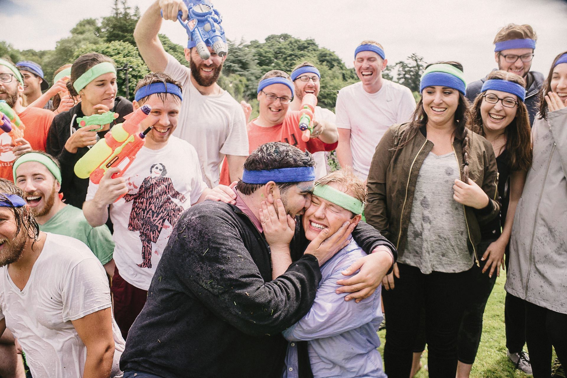 pre wedding water fight with guests