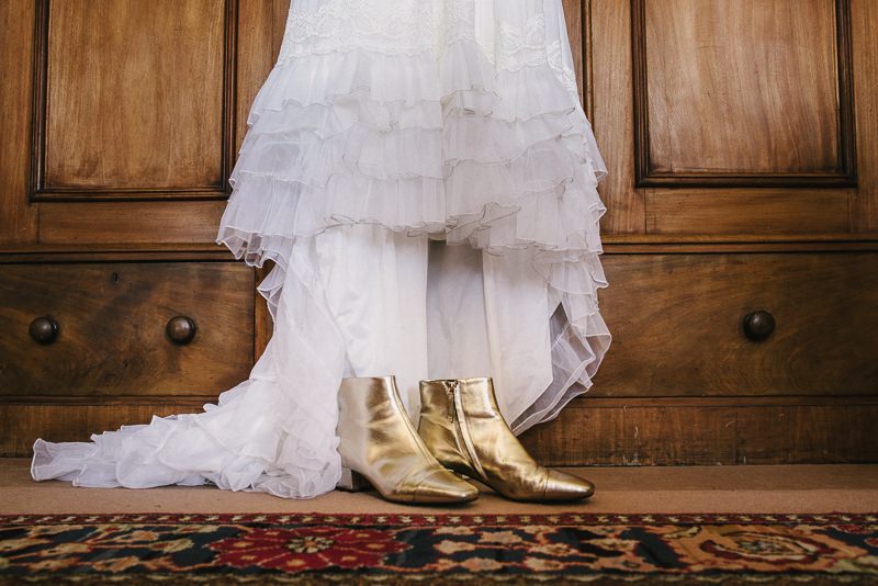 brides gold boots wedding