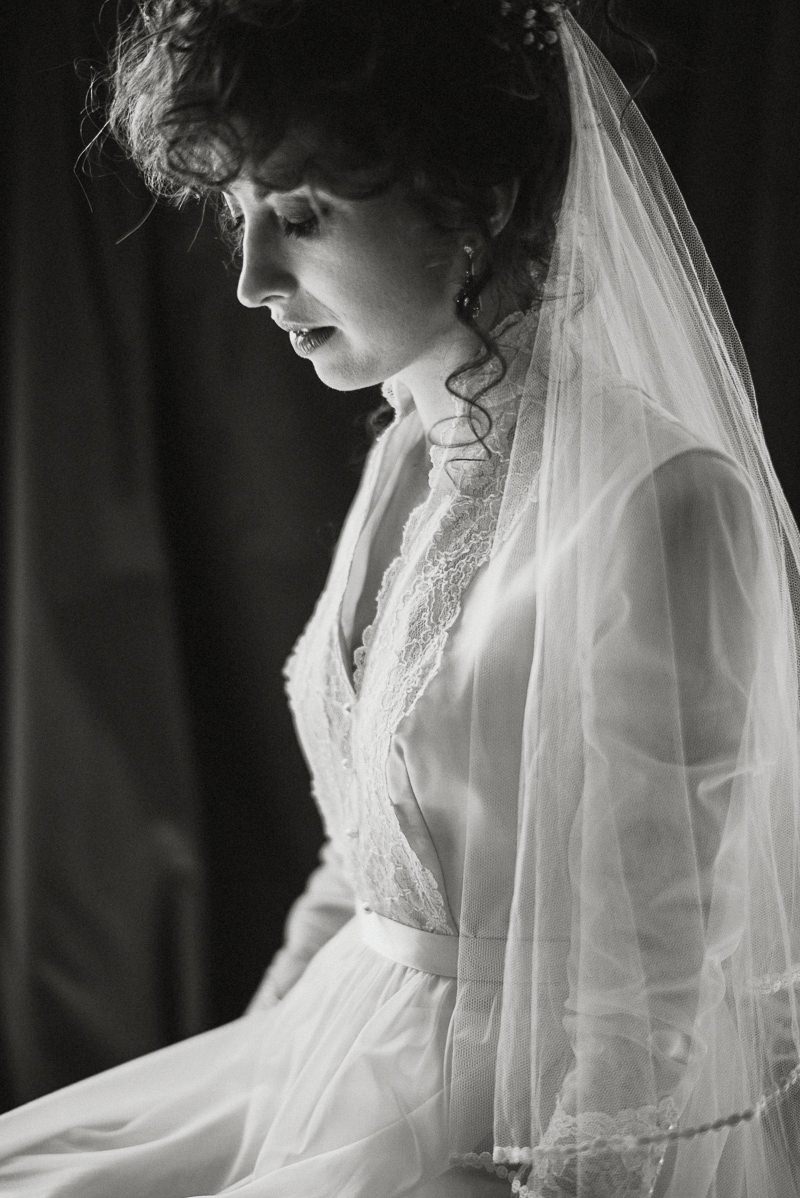 bride in vintage dress