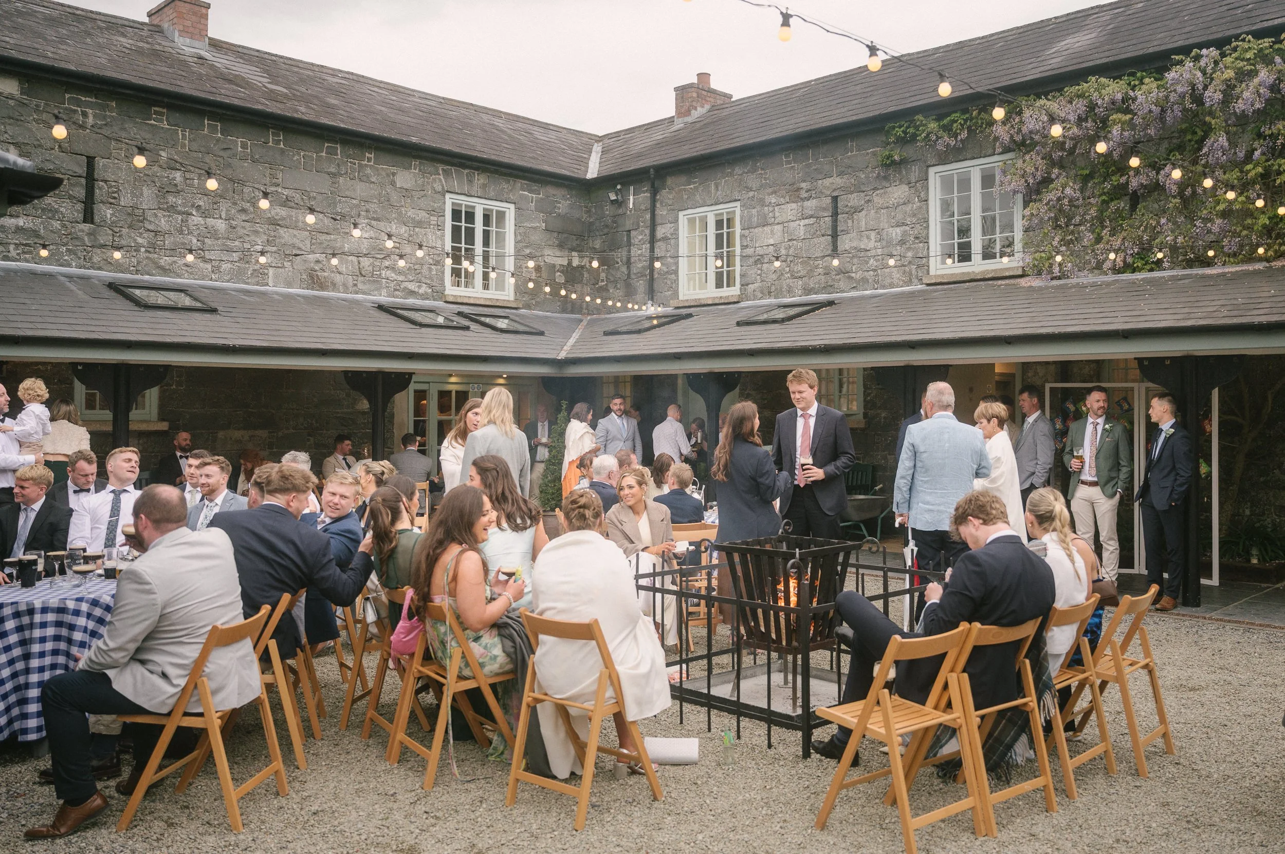 Tullyveery house evening courtyard fire pit