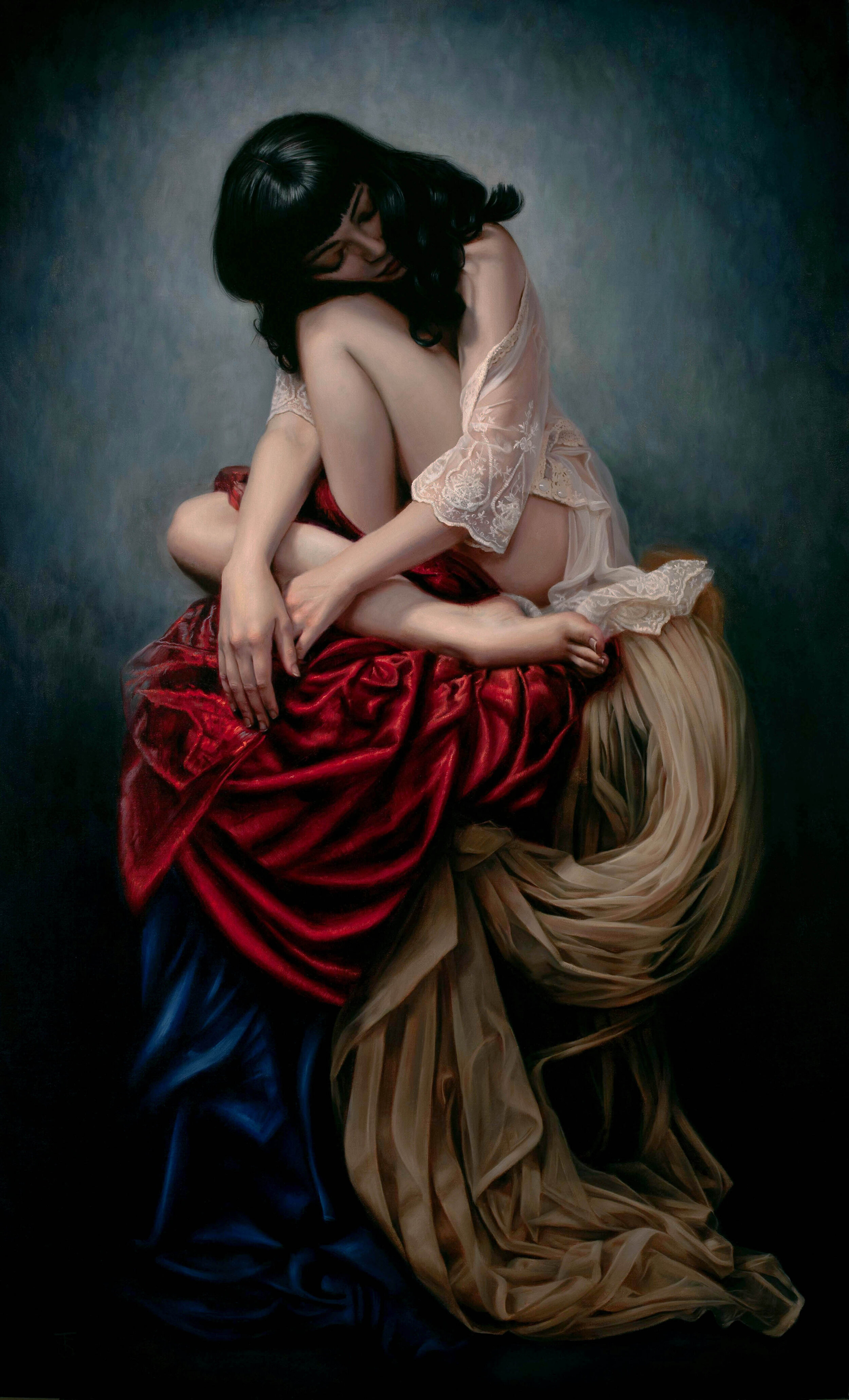 Somewhere In Between, oil on linen, 36” x 22”, available from 33 Contemporary