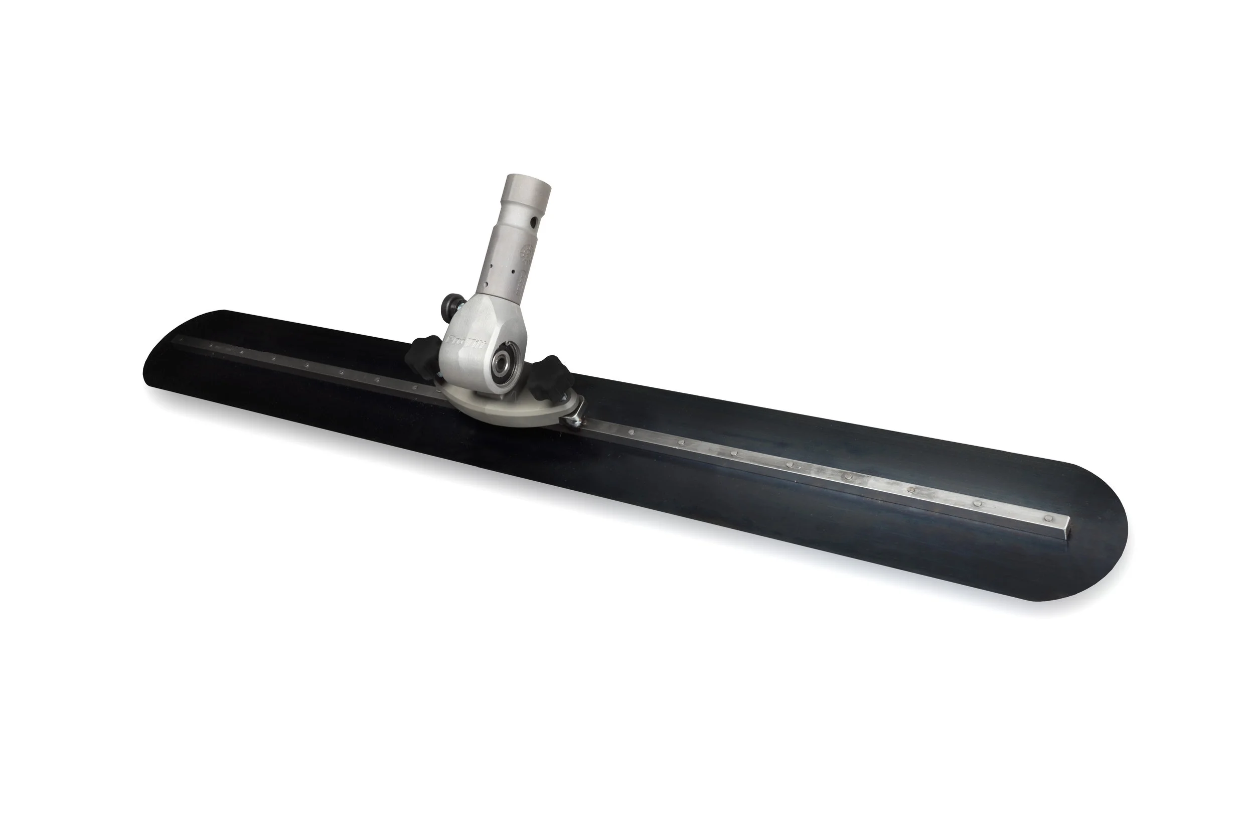 This pictures shows the Pro Tilt Installed on a fresno trowel using the QAS-FR bracket.