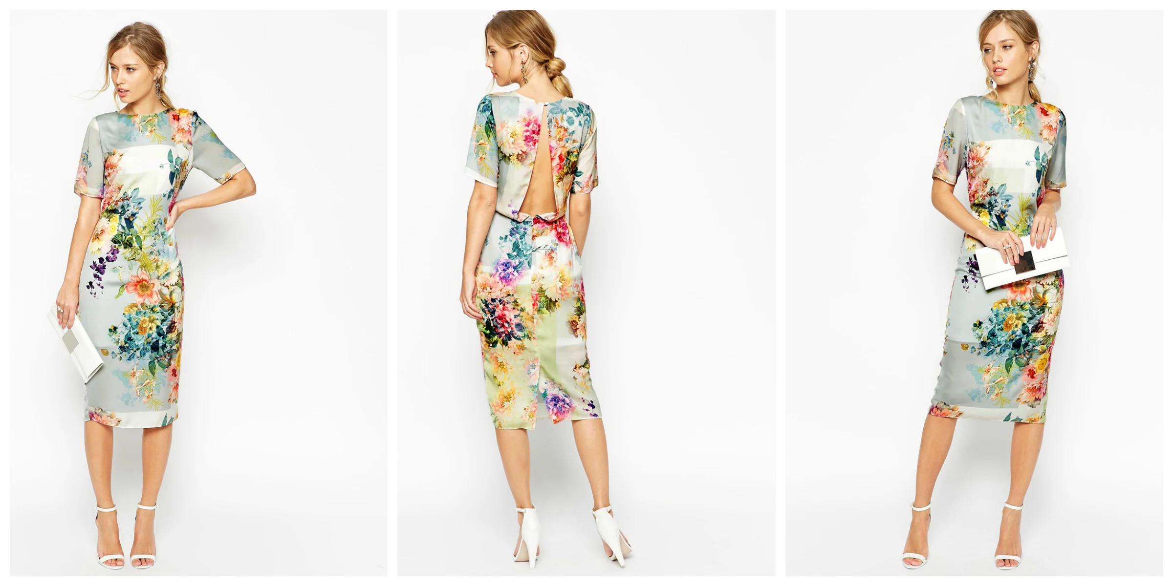 ASOS SALON Floral Open Back Midi T-Shirt Dress $126.00