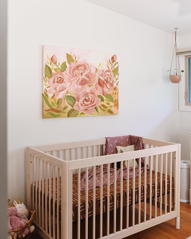 Take a peak inside our nursery over on the blog, including this custom painting &ldquo;Rose&rsquo;s Garden&ldquo; made specially for her 💐 link in bio