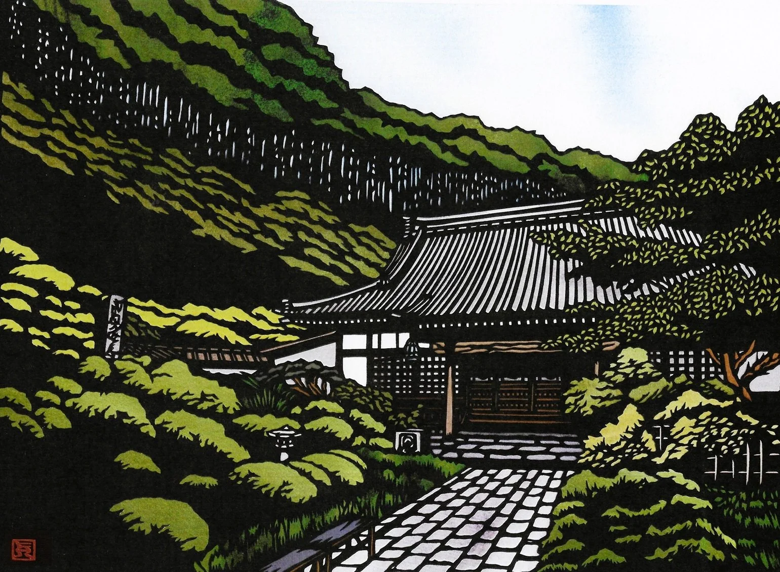 Futouin Temple | 16” x 20” | Papercutting and Watercolour