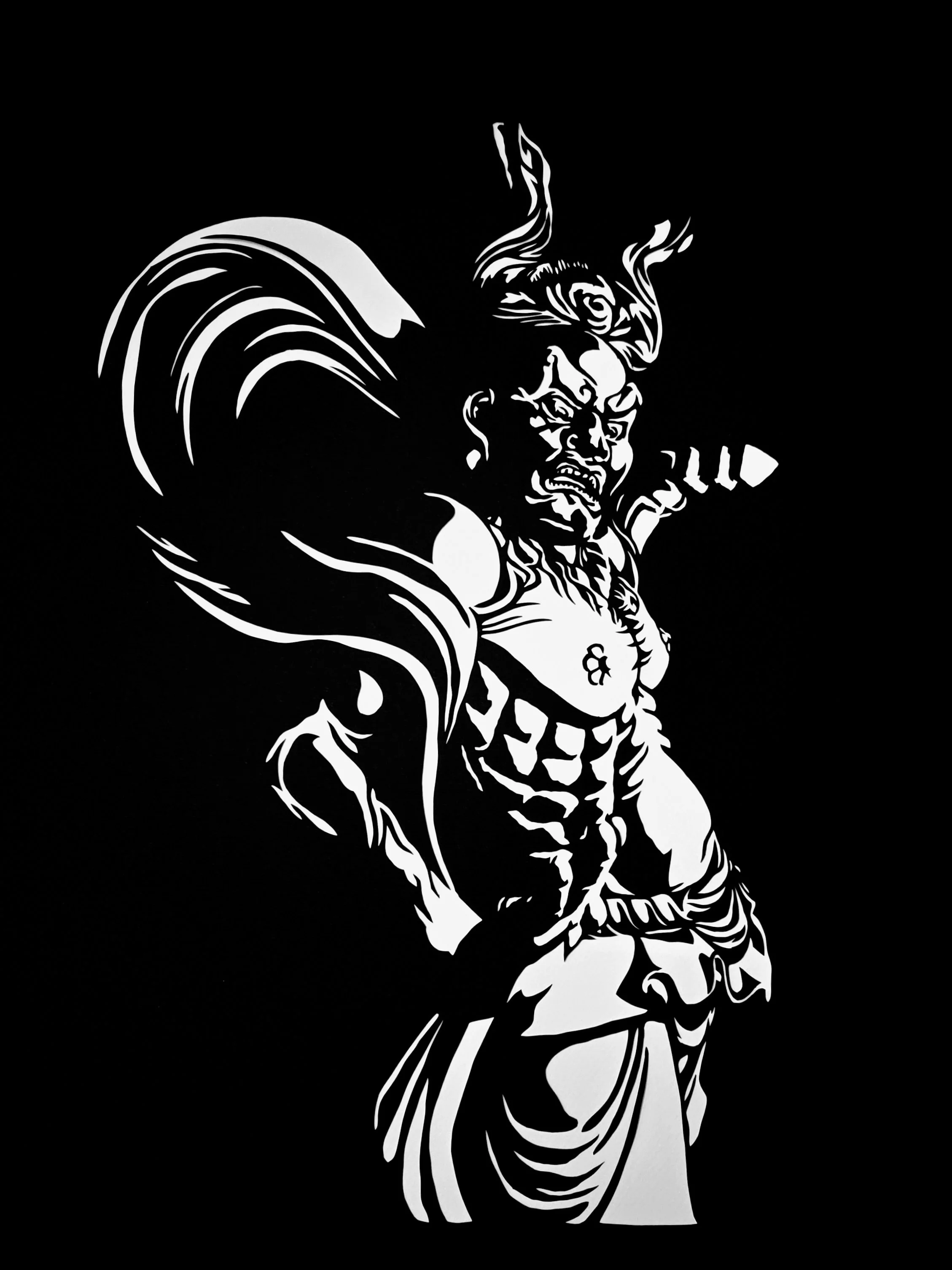 Amabiki Kannon Niozo | 16” x 20” | Papercutting