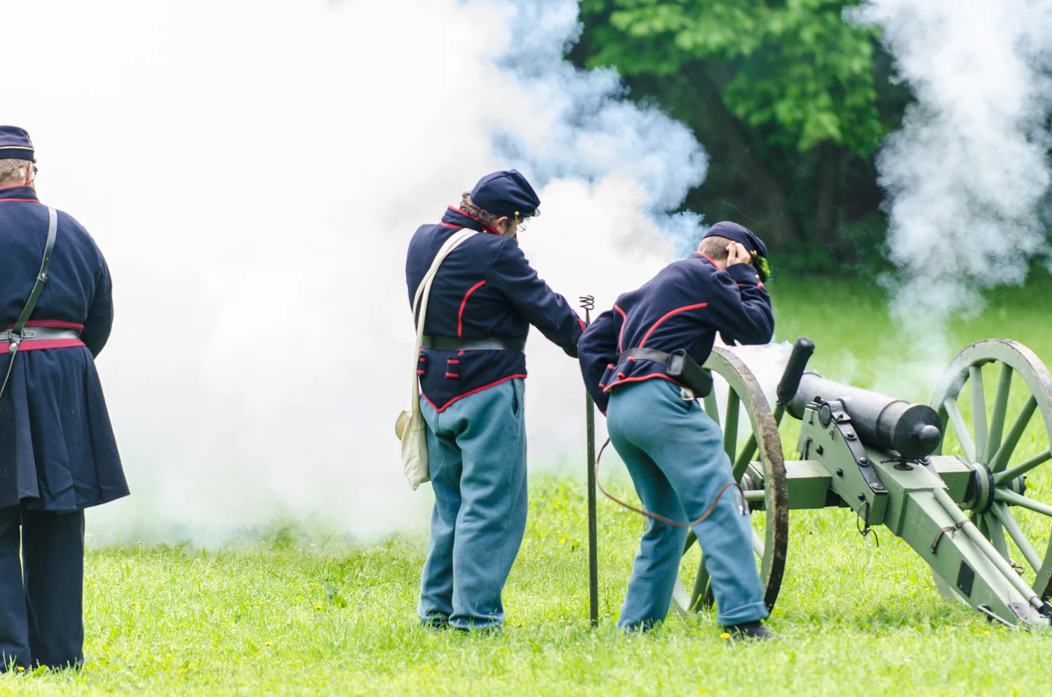 Cannon fire at the Civil War Reenactment at Heritage Village in Sharon Woods, Sharonville, Ohio.