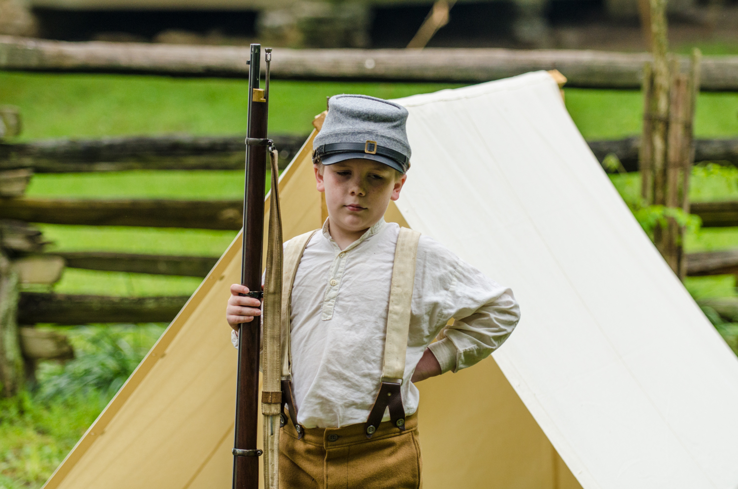 Little Rebel. Young boy at the rebel camp at Heritage Village, Sharon Woods, Sharonville, Ohio