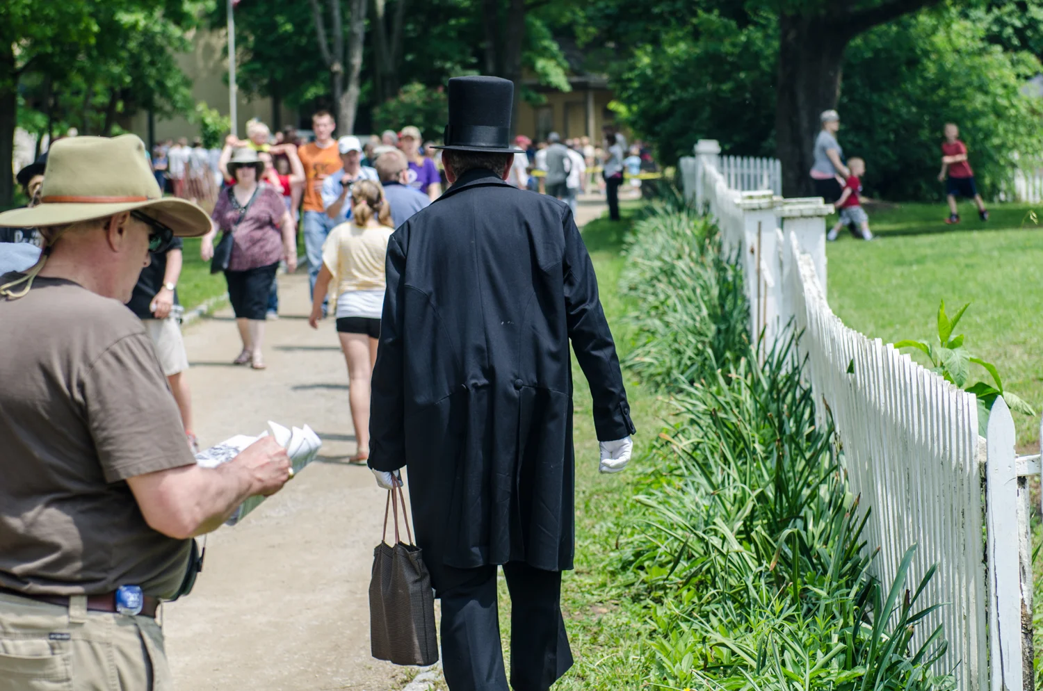 President Lincoln walks through the crowd. Heritage Village, Sharon Woods, Sharonville, Ohio