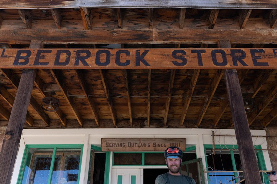  standing outside bedrock store in colorado 