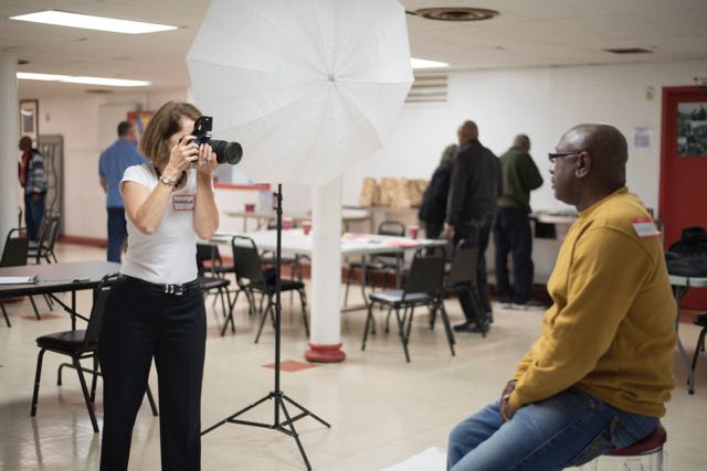   THE POP UP STUDIO CAN BE SET UP ANYWHERE - YOU’D NEVER KNOW FROM THE PRINT THAT IT WAS TAKEN IN A LOW CEILING FLORESCENT LIT CHURCH BASEMENT.   