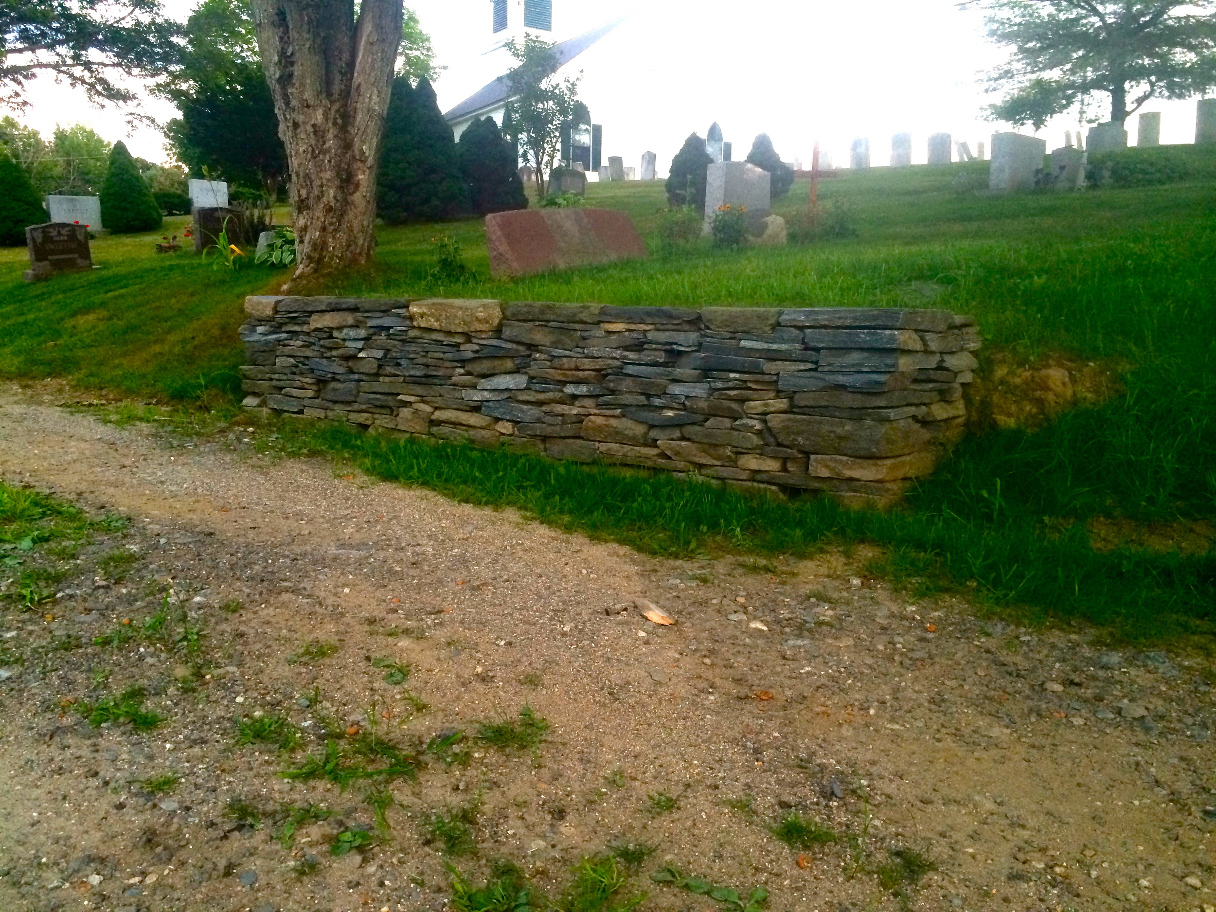 Dry Lay Stone Wall done in Riverside Cemetery with Cape Landscapes LLC Cape Elizabeth, Me. 2015