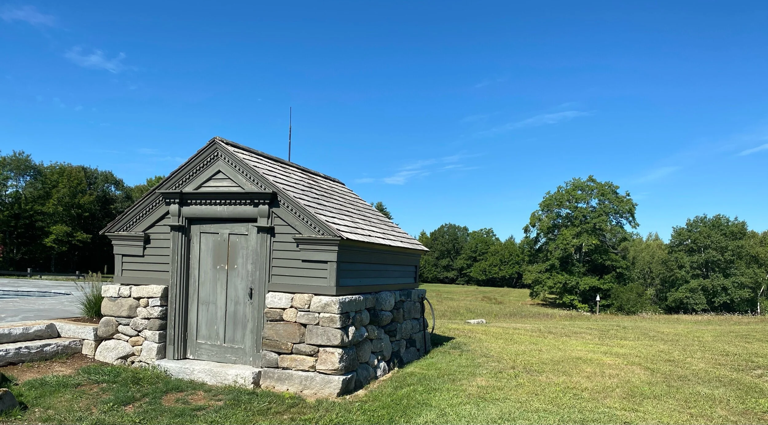 The airy pump house was also renovated to keep the elements and critters out.