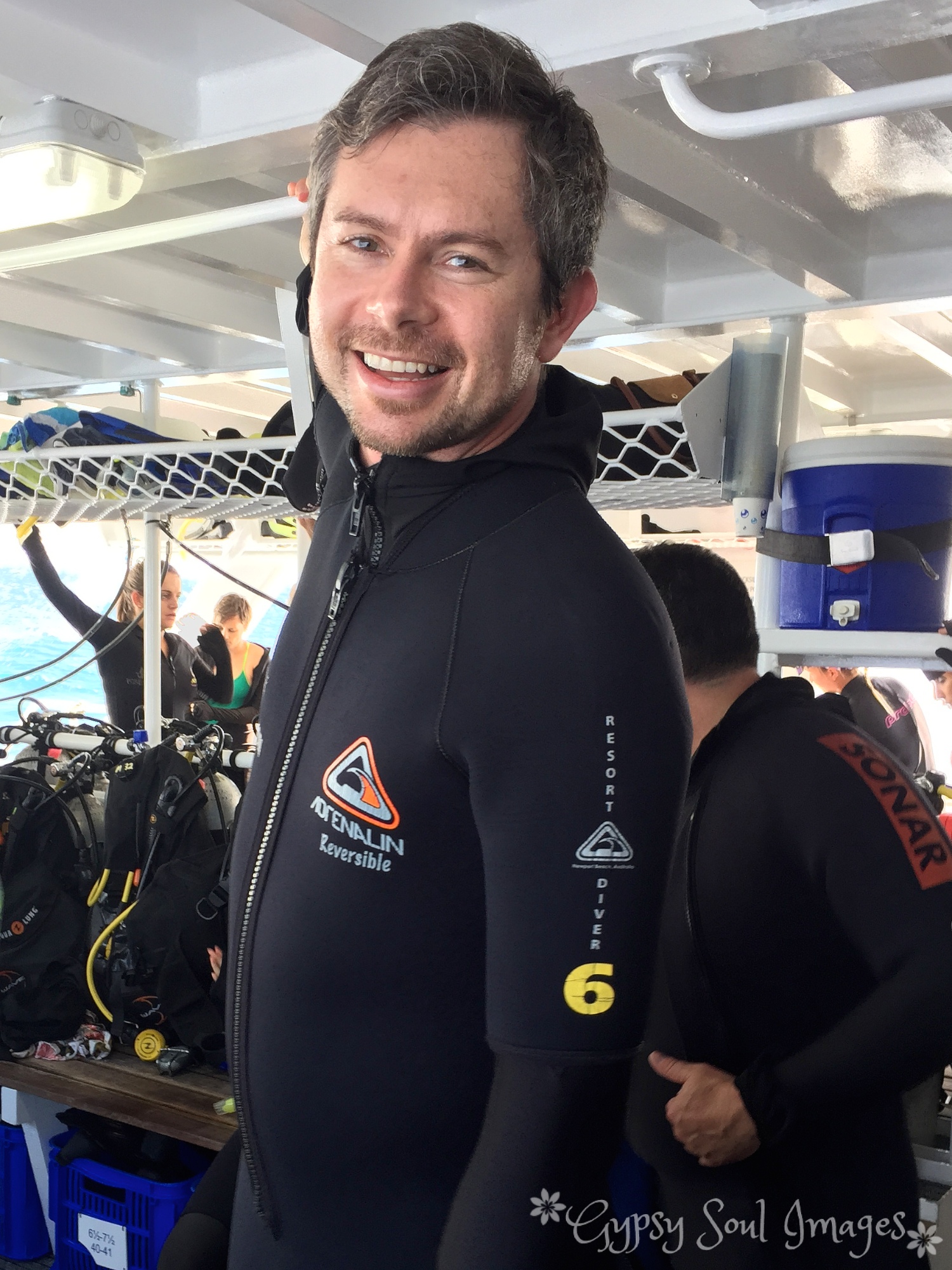 Suited up to dive