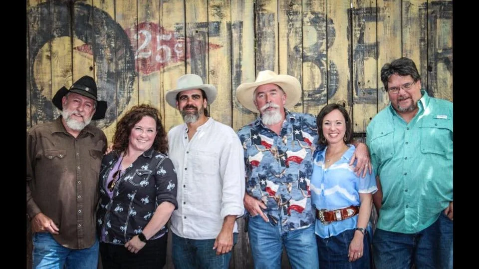 L-R Chuck Hawthorne, Libby Koch, Stephen K. Morris, Mike Blakely, Annie Blakely, Woody Eastman