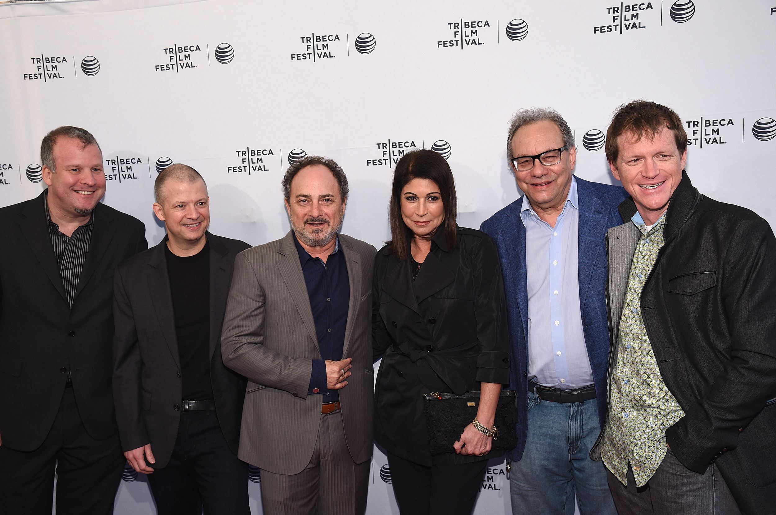   NEW YORK, NY - APRIL 22: (L-R): Gregory Segal, Jim Norton, Kevin Pollak, Caroline Hirsch, Lewis Black and Burton Ritchie  &nbsp;  (Photo by Bryan Bedder/Getty Images for American Express)  