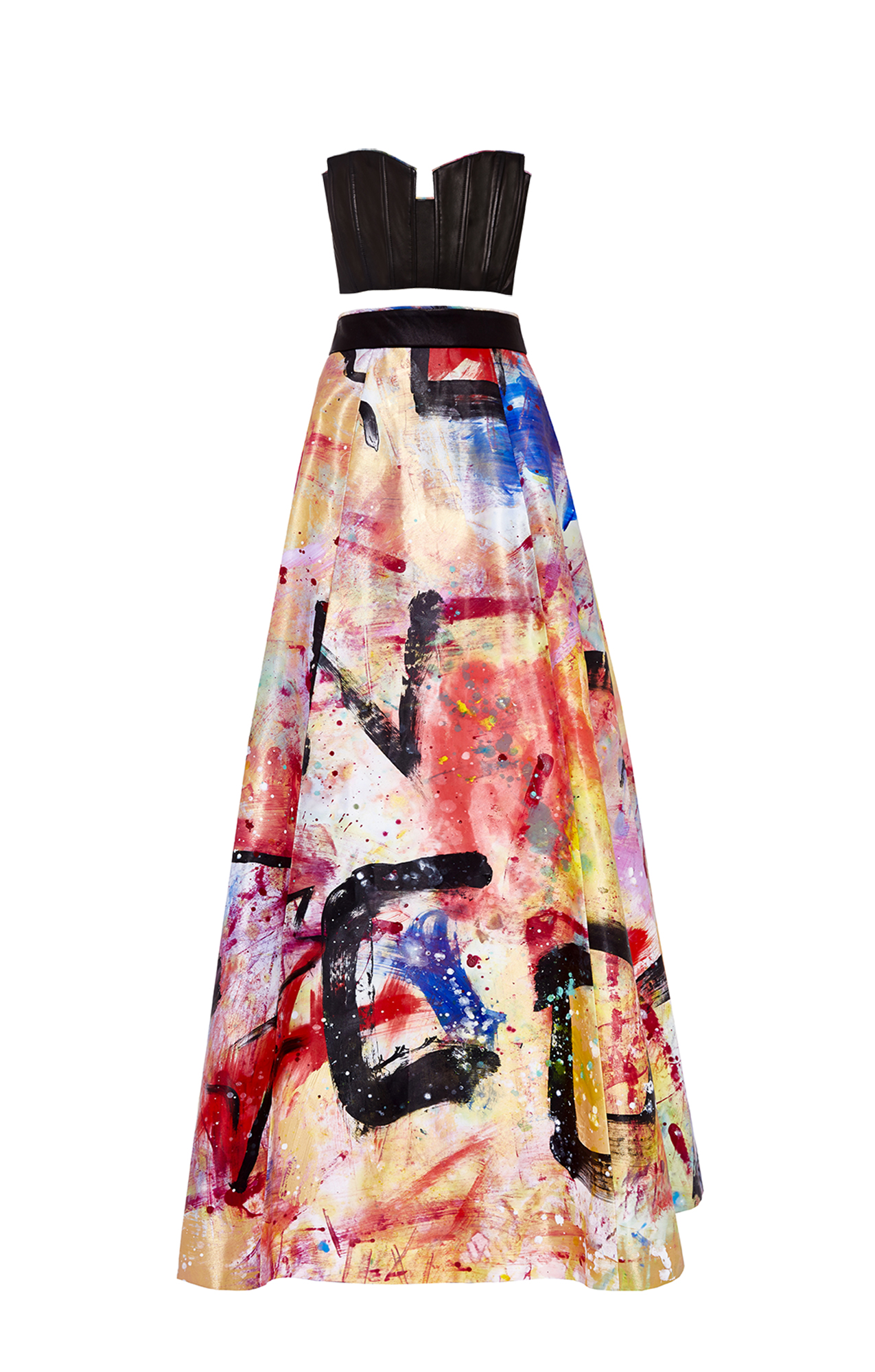   DOMINGO ZAPATA -&nbsp;alice + olivia Strapless Bustier and Ball Skirt Hand-Painted By Domingo Zapata  