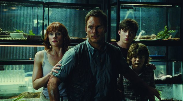  Still of Bryce Dallas Howard, Chris Pratt, Ty Simpkins and Nick Robinson in Jurassic World (2015) 