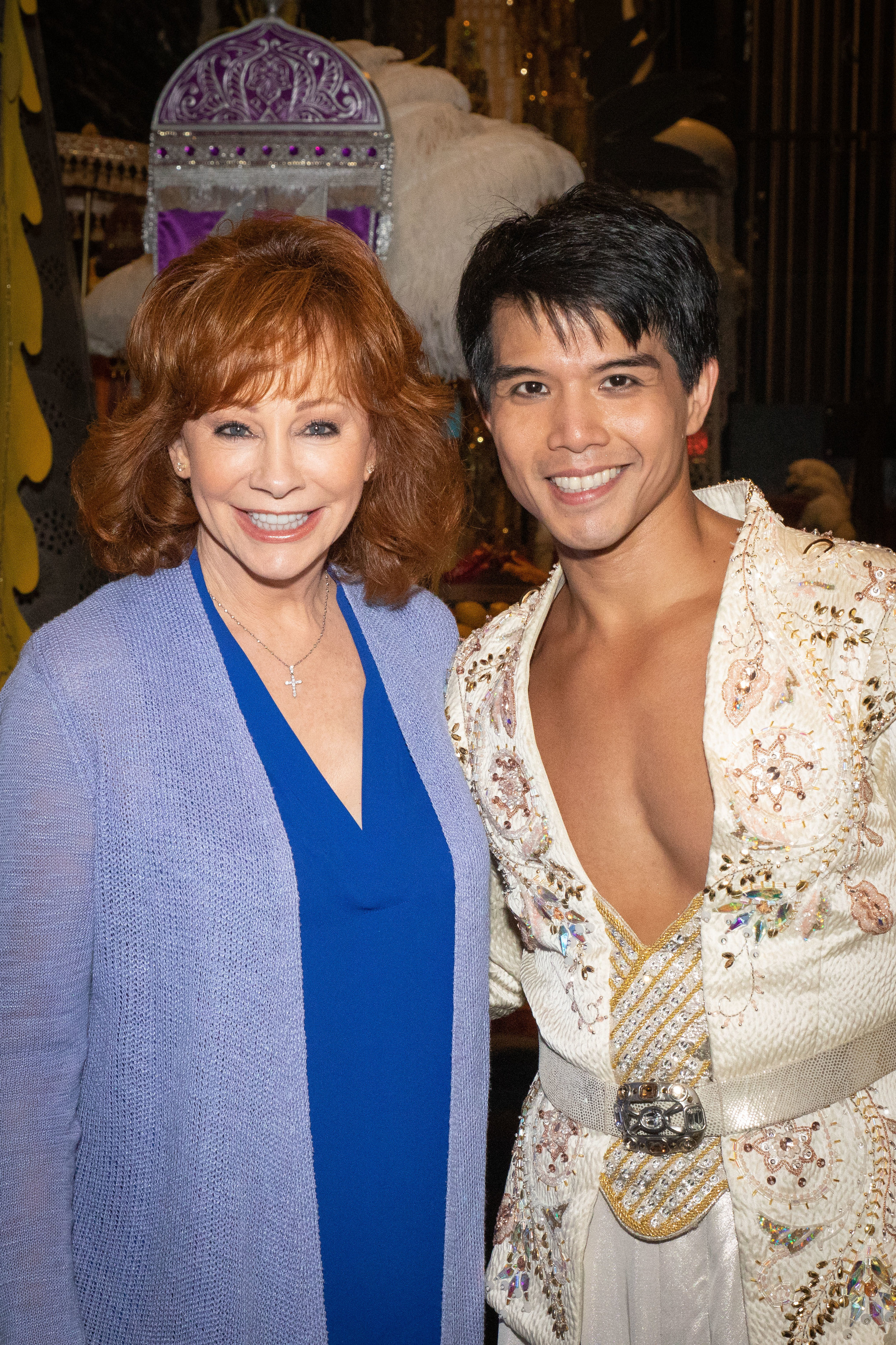  Reba McEntire and Telly Leung Backstage at Broadway's Aladdin - Photo by Shay Frey Courtesy Disney Theatrical Productions 