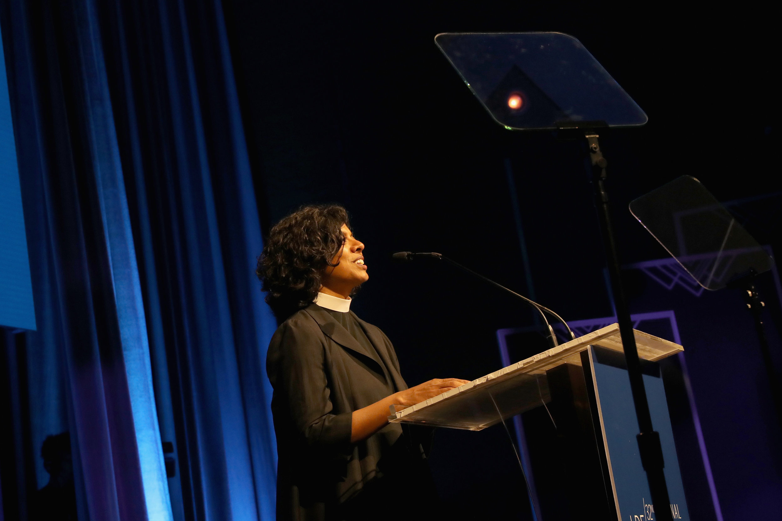  Reverend Winnie Varghese speaks onstage at the NAACP LDF 32nd National Equal Justice Awards Dinner at The Ziegfeld Ballroom on November 1, 2018 in New York City. (Photo by Johnny Nunez/Getty Images for NAACP LDF) 