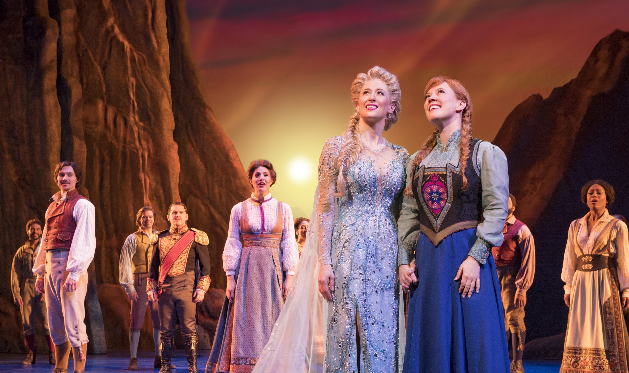 17-Caissie Levy Elsa, Patti Murin Anna and the Company of FROZEN on Broadway. Photo by Deen van Meer.jpg