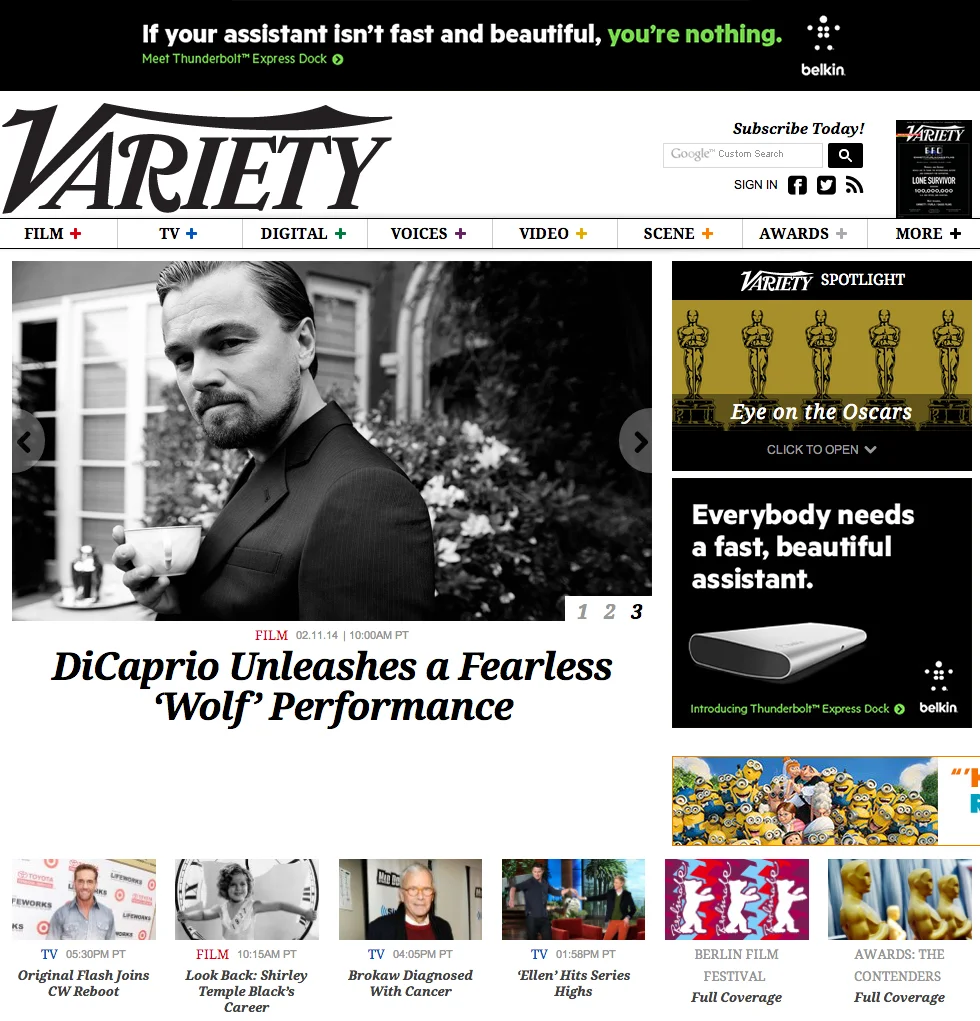 Variety.com Homepage Takeover