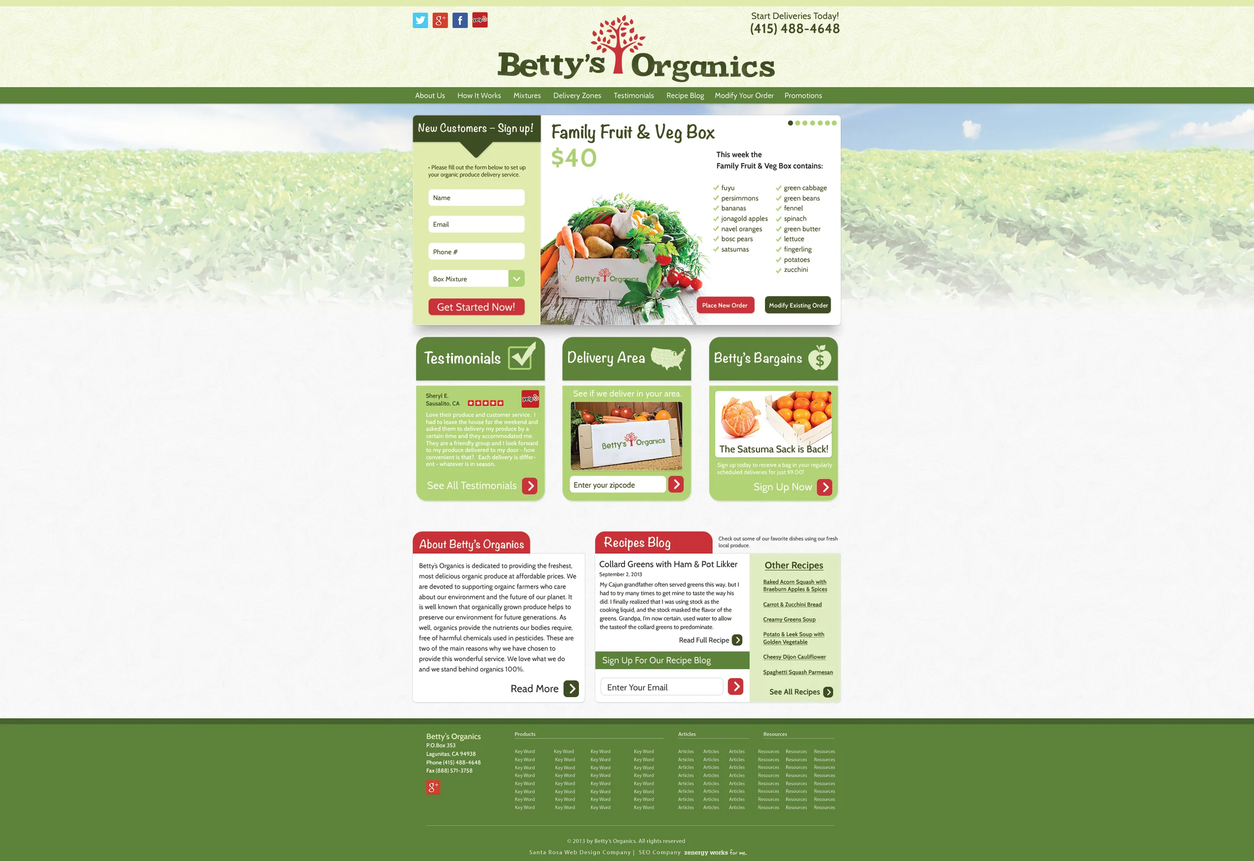 Betty's Organics Website