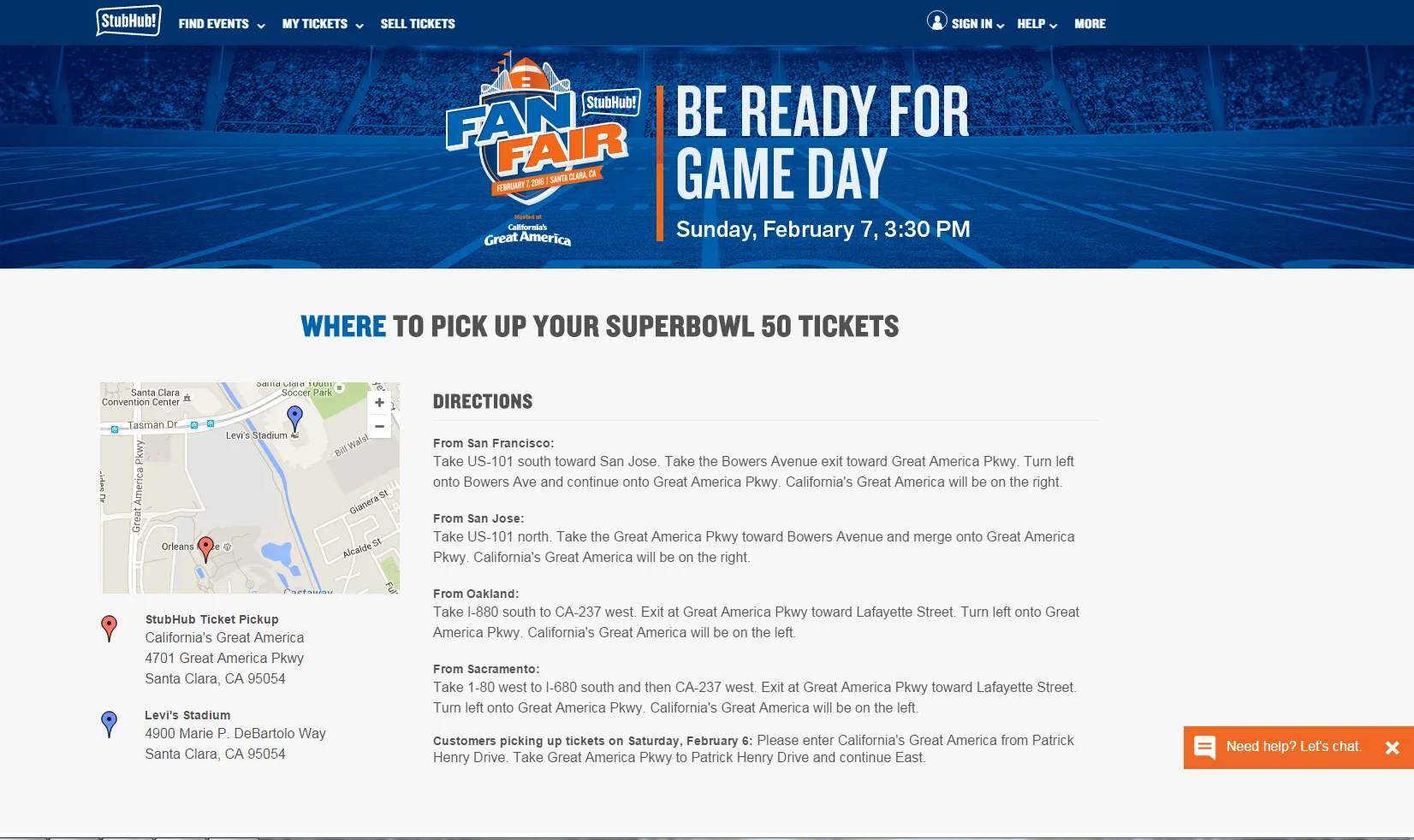 Super Bowl Web page