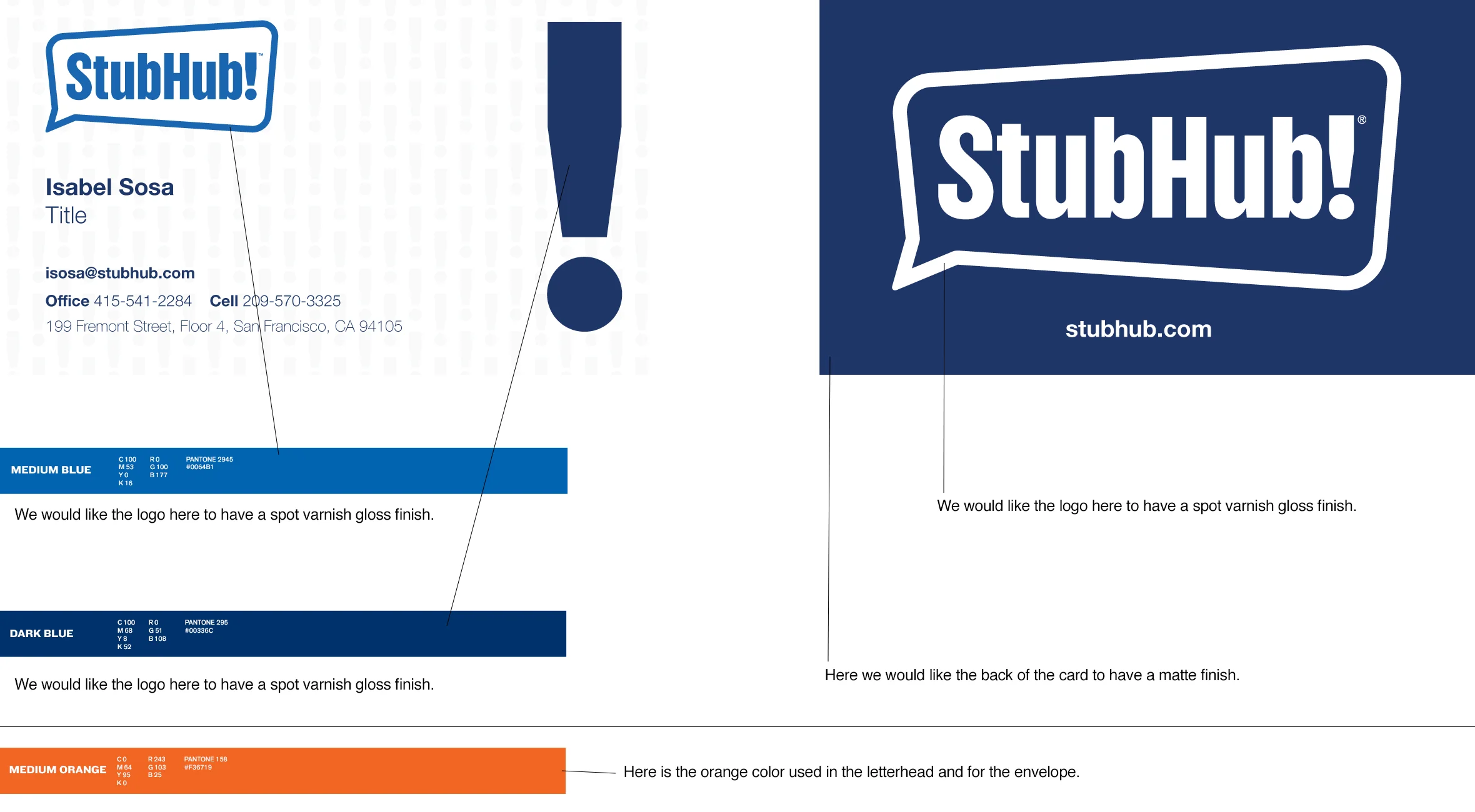 Official StubHub Business Card