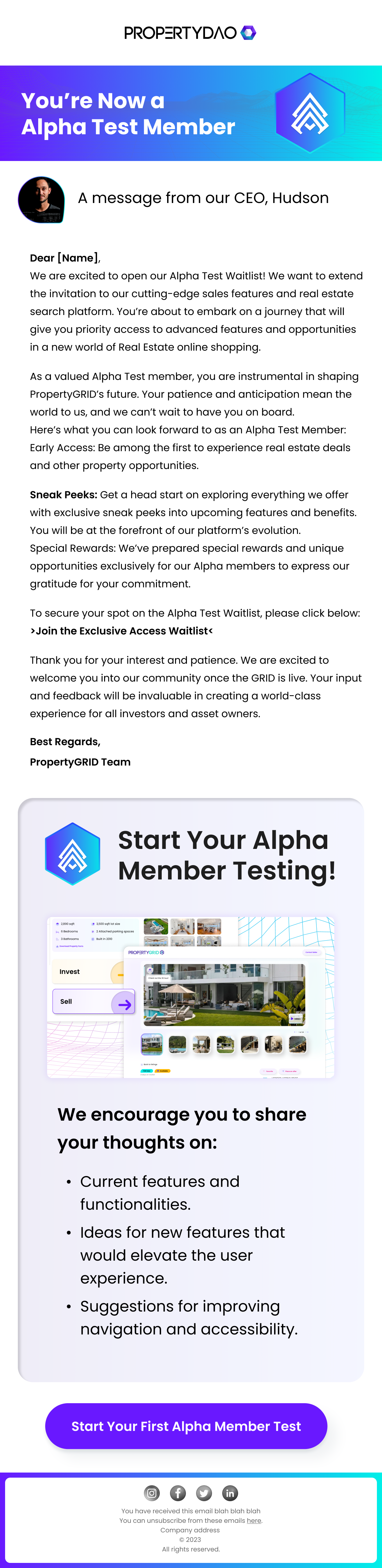 Alpha Test Member Email