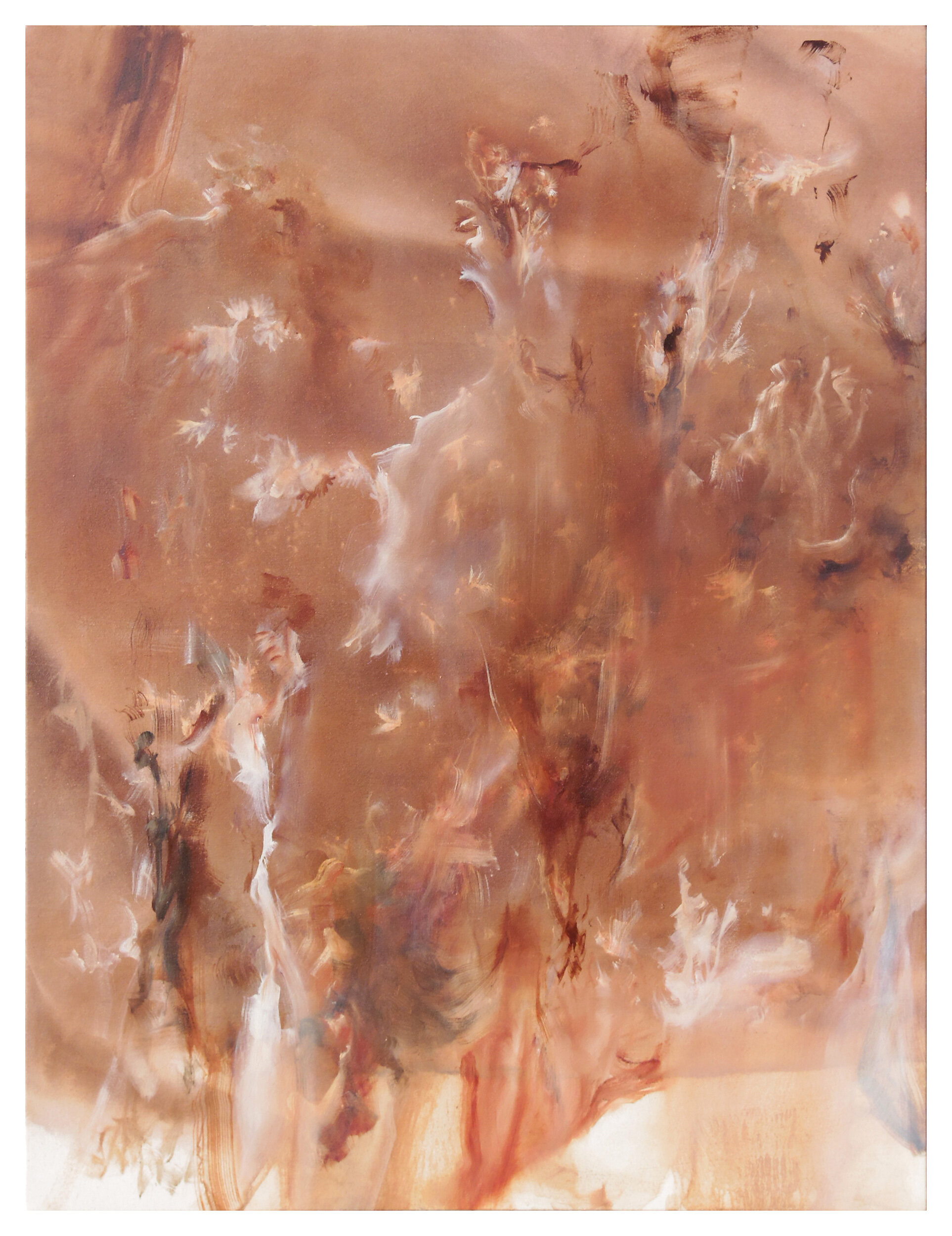  Tempest, veils, wings - ink / oil / canvas - 48 x 64” 