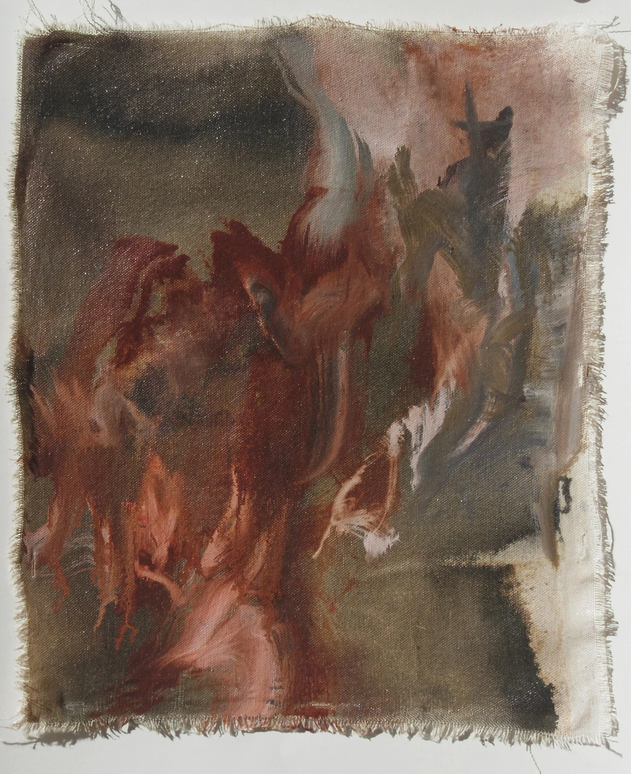 Blood again - ink / oil / canvas - 11 x 13” 
