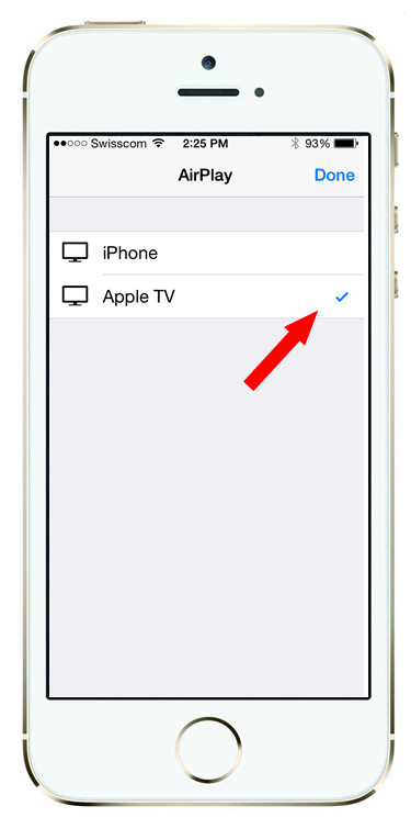 If your AppleTV is on, and you are within range, you should see the AirPlay > AppleTV option listed. Click it.