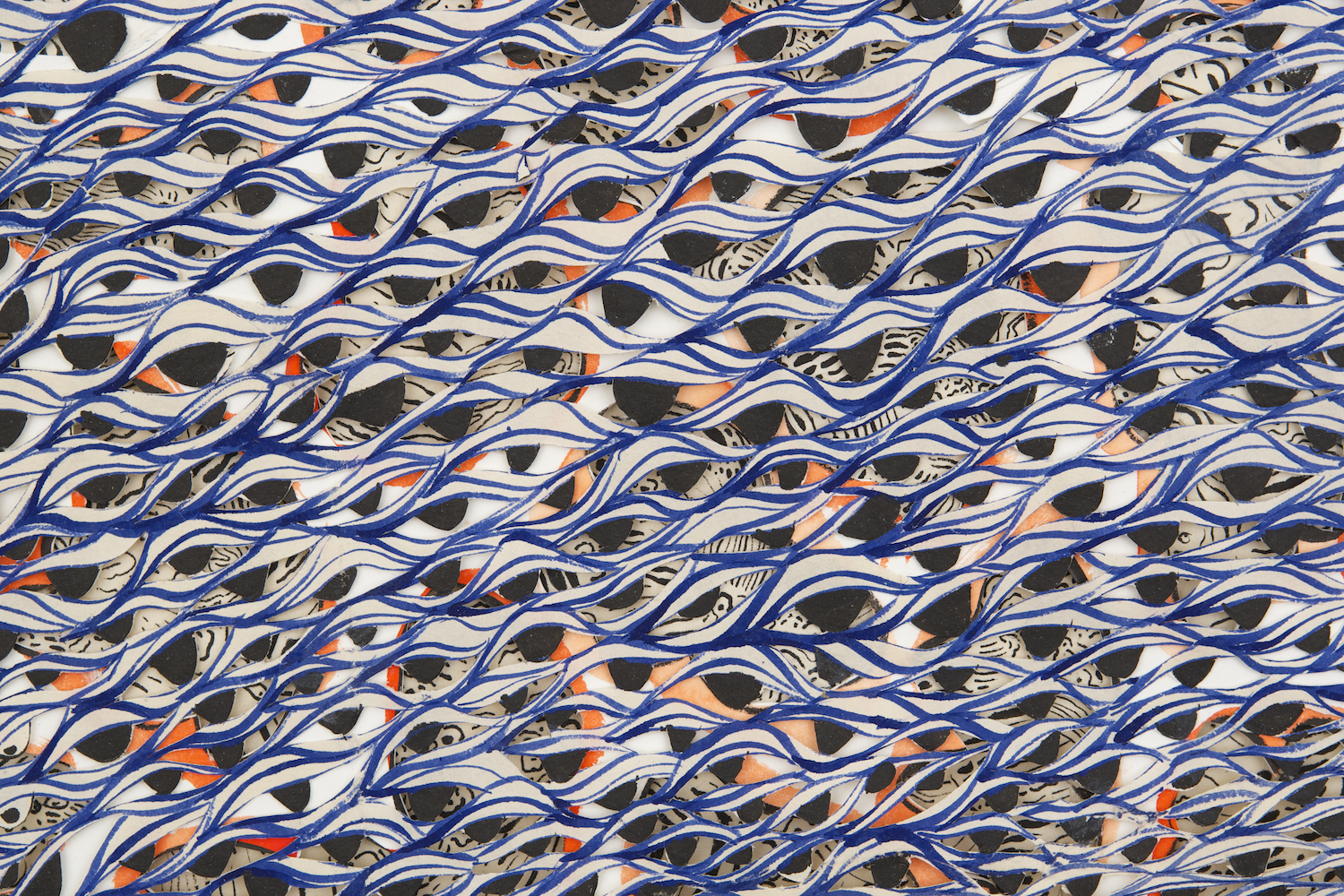 Atom A, Detail 2013, Gouache, ink, and pencil on cut paper, 42" x 42" x 1.5" 