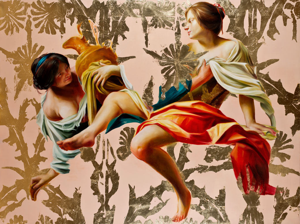 These things are your becoming, Oil and 23 kt. gold leaf on canvas, 66”x90”, 2014