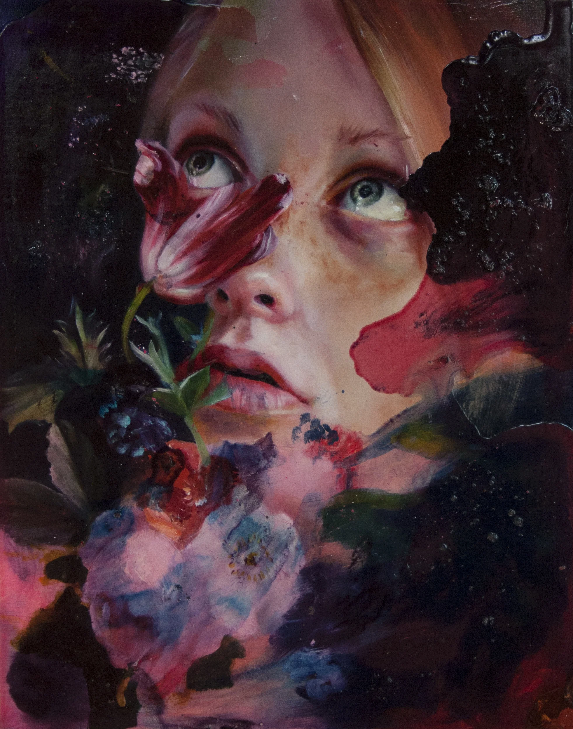 hollow moon, oil on canvas over panel, 14" x 11", 2015.