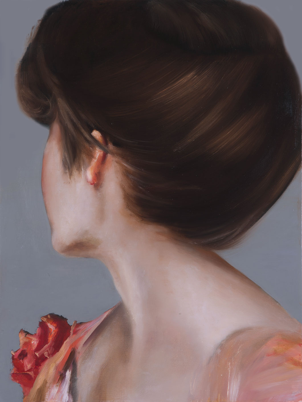 Bloodroot rested in vases. Oil on canvas over panel. 24 x 18in. 2015.