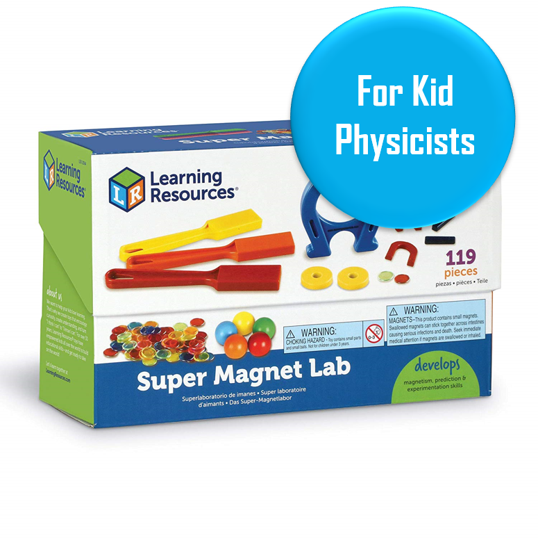 Magnet Lab - Ages 5+ A great little beginner magnet set with 119 pieces. Promising review: “got these for my Grand daughter who was 5 at the time, she is 6 and 1/2 now and still loves them. We use them with science books and to do experiments. I also go a set of floating magnet rings. it is really easy for a child to understand how Maglev trains, electric motors and other things are moved by magnets when you have great tools like these to teach with.”