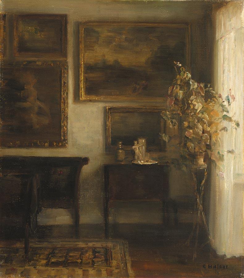 Home....... "interior with a vase of flowers" by Carl Vilhelm Holsoe