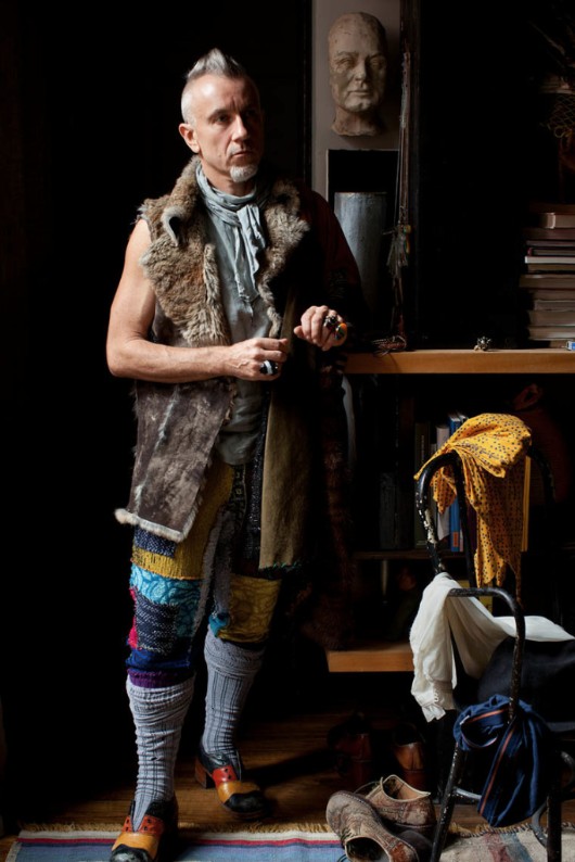 Martyn wearing a self-made outfit at Prince Street, NYC.
