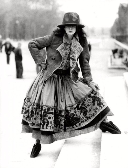 A model wearing an outfit from Westwood's 1982 "Buffalo" collection.