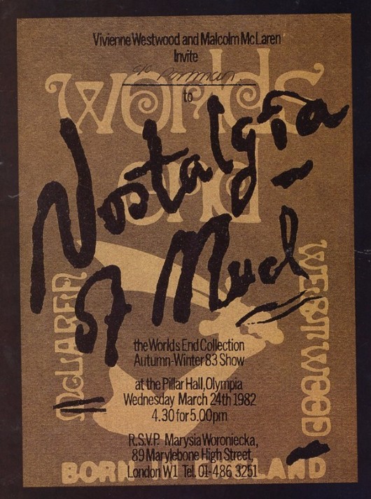The invitation to the "Nostalgia de la Boue" show, 1982.